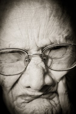 Grandma makes her "Grumpy" face.