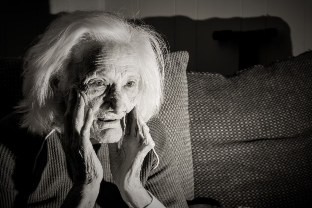 Grandma watching TV.