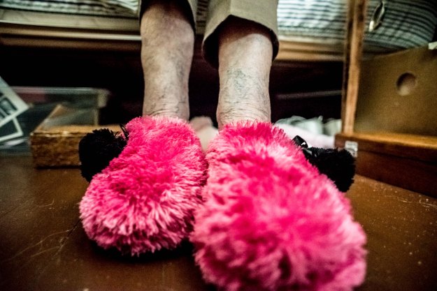 Grandma's fuzzy pink slippers make a lot of noise at night.
