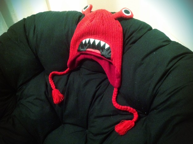 Grandma arranged this hat on top of a chair. 