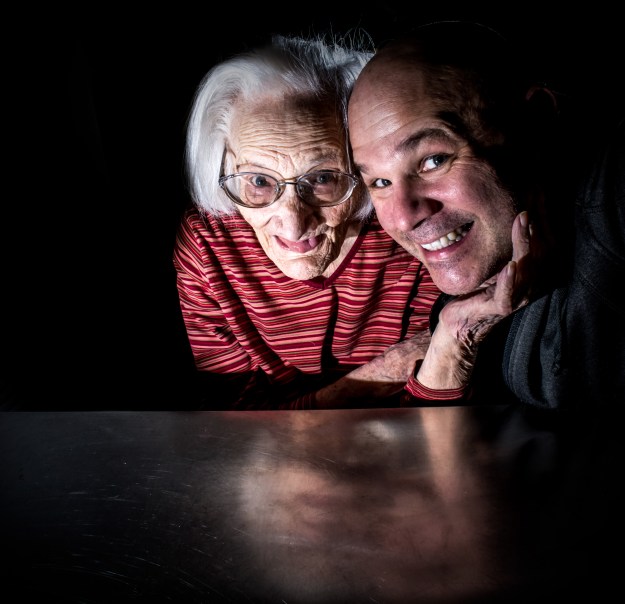 Grandma and I.  For some reason, every time I tried to shoot a picture of the two of us she'd grab my face like this.  Guess I'm still a little boy to her.