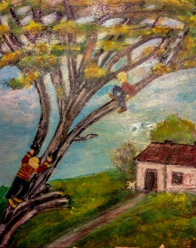 Boys Climbing Tree: I think this is my favorite of Grandma's paintings. 